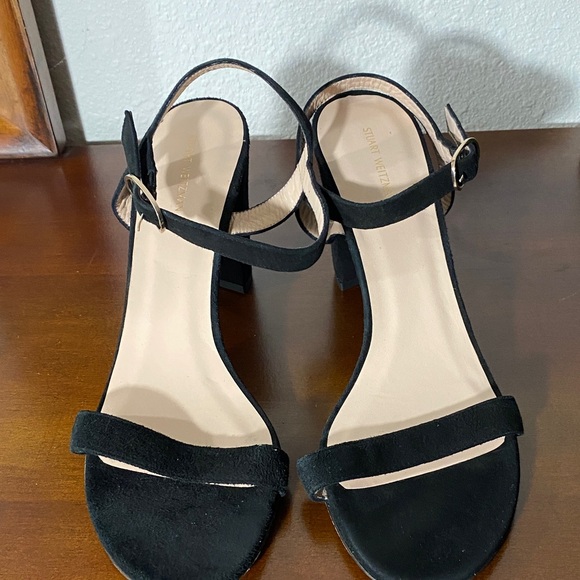 Stuart Weitzman Black Suede Heeled Sandals - Picture 8 of 8